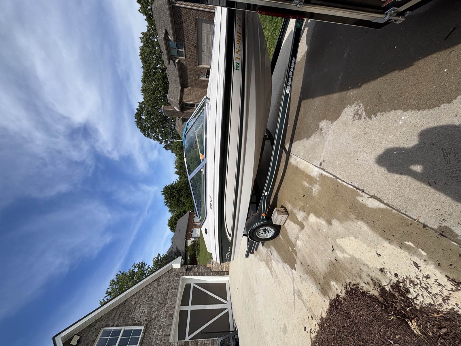 Chaparral boat hull and exterior after wash and wax — clean sides and polished finish