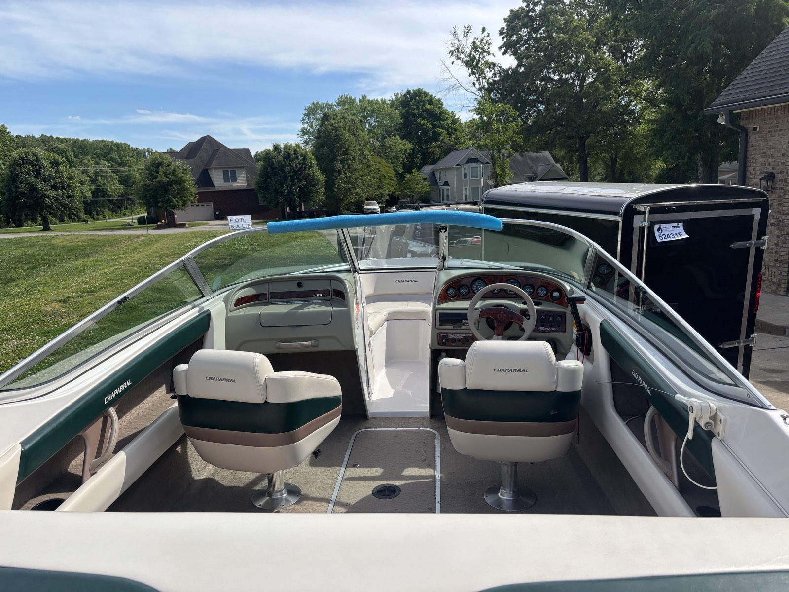 Chaparral boat interior seating detail — restored vinyl and spotless cabin